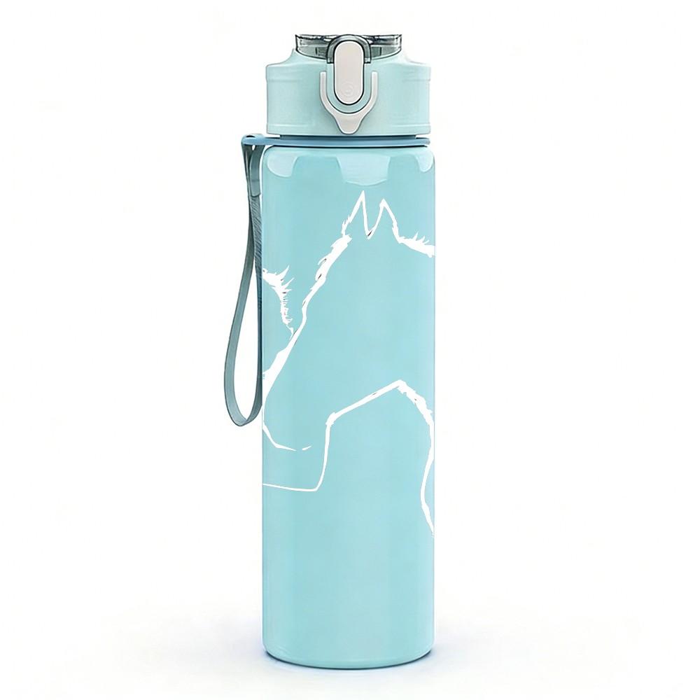 1PC Minimal Light Tone Sketch Line Print 750ml Color Plastic Sports Water Bottle Leakproof Flip Straw Lid Suitable for Sports Office Home Use