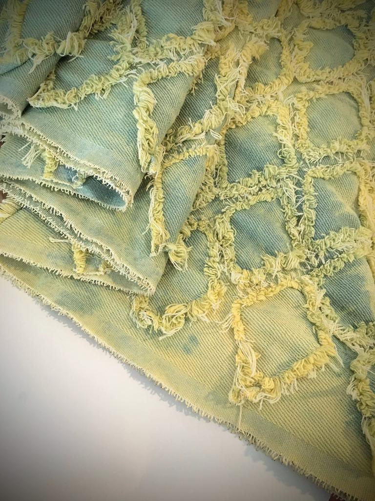 Fringe Diamond Denim Handmade Denim Thin Cotton Denim 1m Fabric, Remnants, Fabric, (Yellowstone)