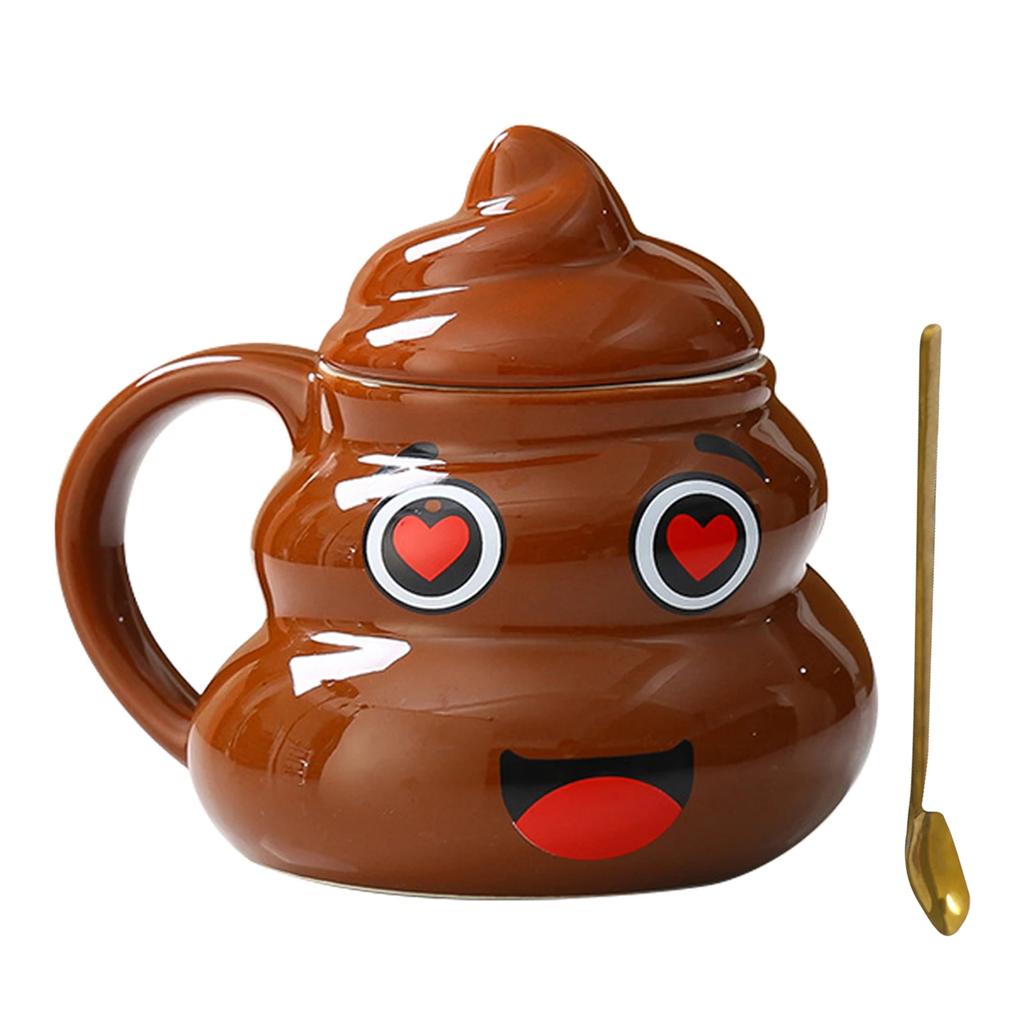 Ceramic Cup 480ml Creative Coffee Cup with Spoon Suitable for Home Office Mischievous Prank Drink Cup Christmas Gift