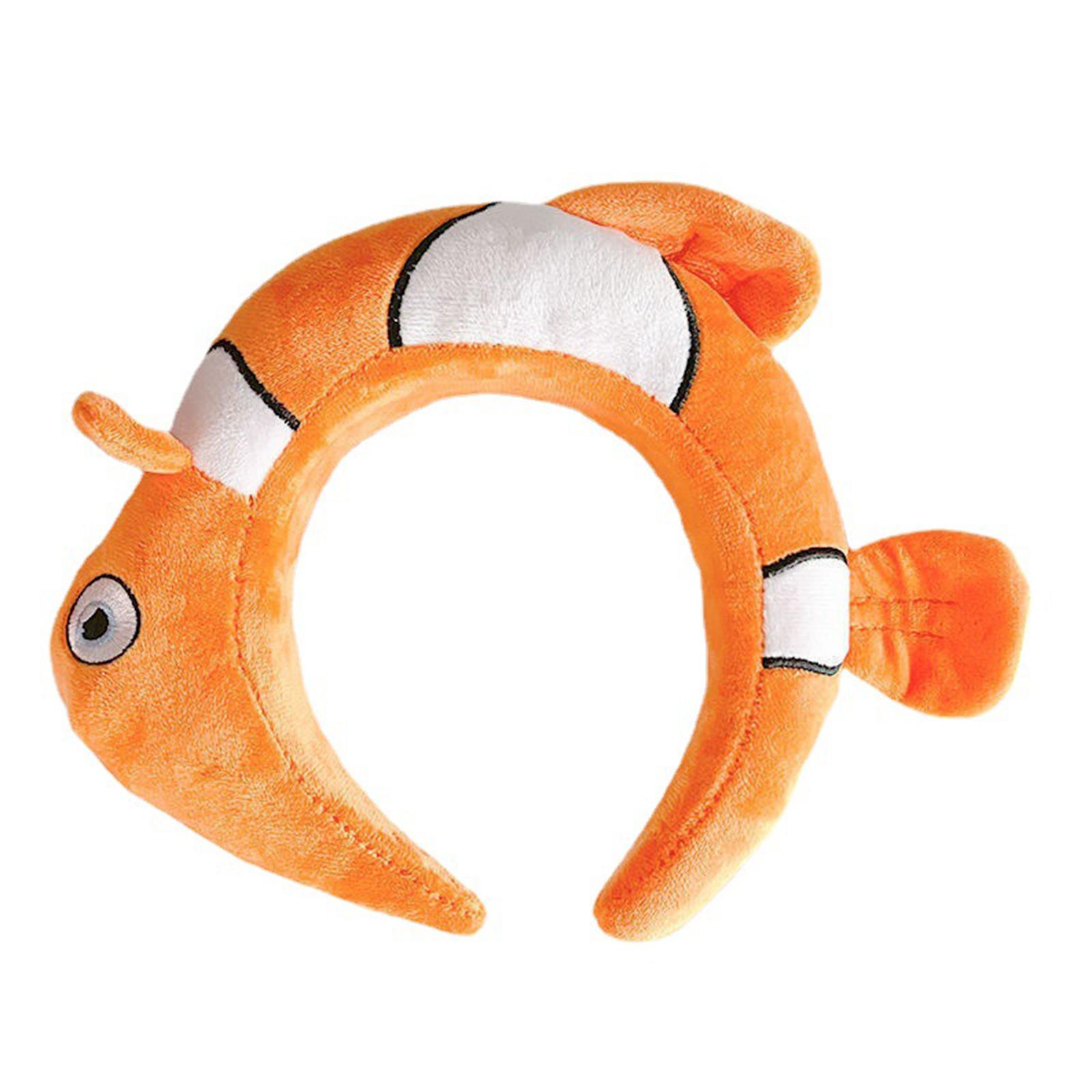 

Adult Kids Cartoon Stuffed Clownfish Shape Headband Woman SPA Hair Hoop Makeup Taking Photos Christmas Party Headpiece A