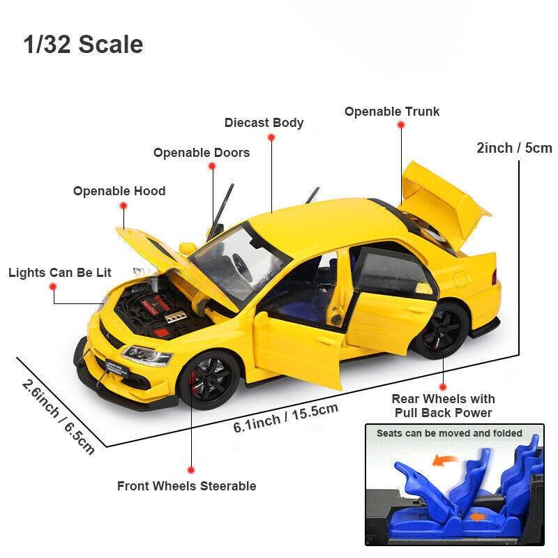 1/32 Mitsubishi Lancer EVO IX Diecast Model Autíčko Hračka Sběratelská Zvuk&Světlo Hračka