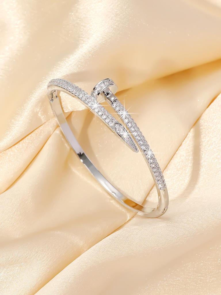 High-End Starry Sky Diamond-Studded Snake-Shaped Open Bracelet