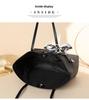 Fashionable Large Capacity Tote Bag with Lychee Pattern and Scarf Decoration - Solid Color Women's Shoulder Bag, 2024 Edition