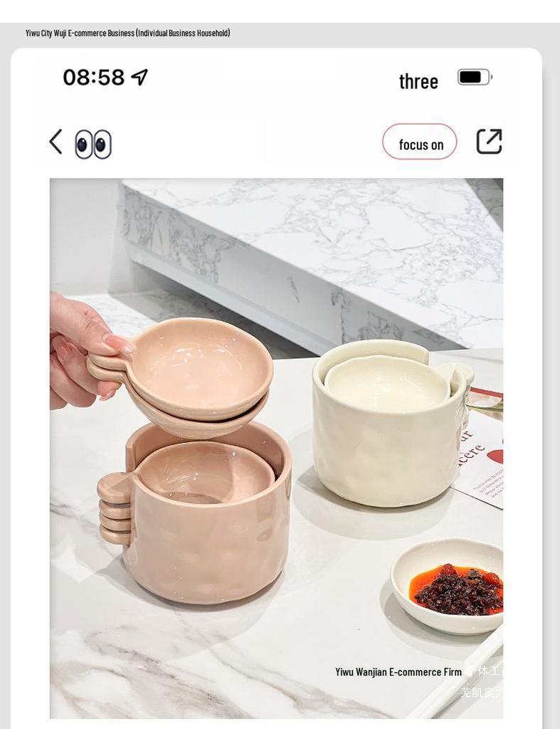 Ceramic Cream-Style Dipping Dish for Seasonings and Sauces