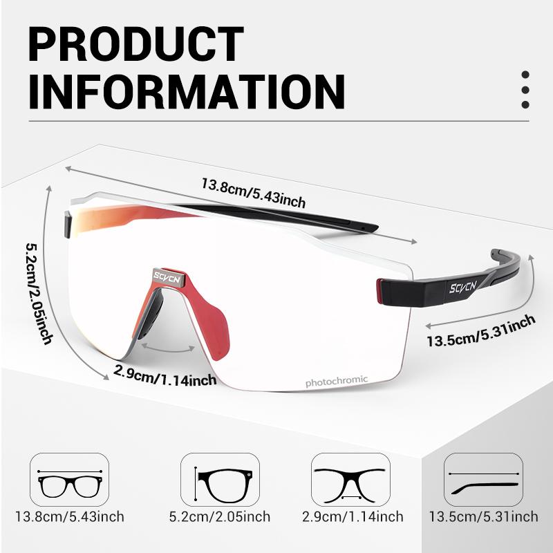 SCVCN Farbige photochrome Radsportbrille Sonnenbrille für Herren Radsport Straßen- und Mountainbike-Brille sowie für Damen Freizeit Wandern Winddicht