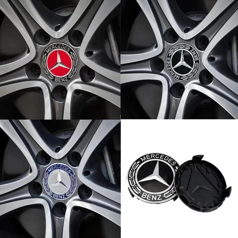 C200 E200 For Mercedes Benz 4PCS 75mm Car Wheel Center Hub Caps Cover for Mercedes-Benz B/C/E/S Class A Class C200L GLC GLK CLA