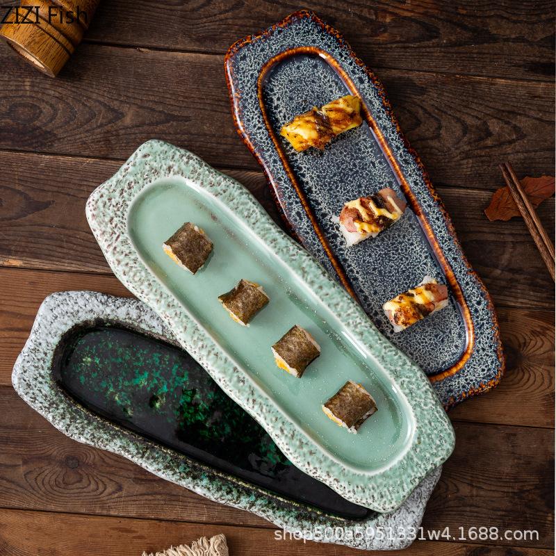 Vintage Changpan Hotel Restaurant Dining Sushi Plate Afternoon Tea Dim Sum Dessert Plate Japanese Household Ceramic Tableware