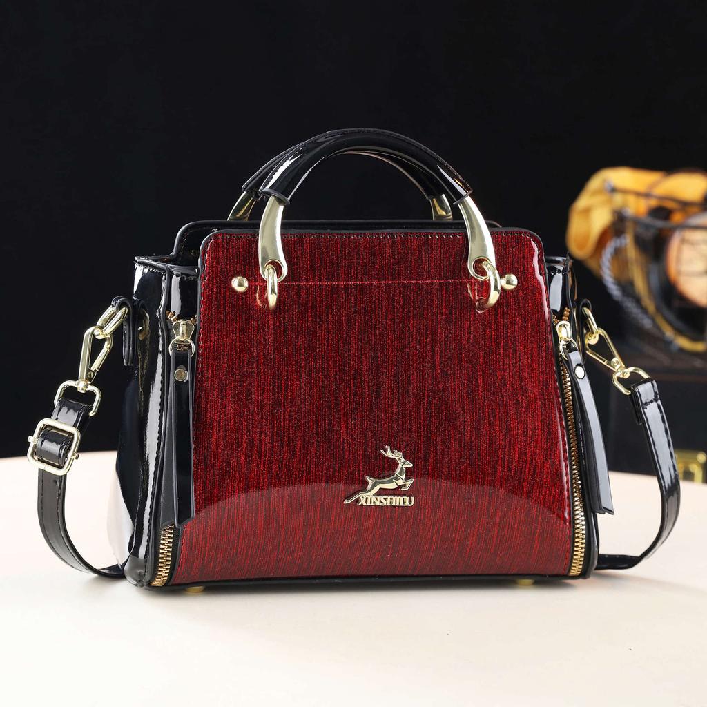 2026 New European and American Style Patent Leather Handbag Women's Fashionable Versatile Crossbody Bag