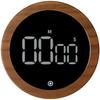 Grain Kitchen Timer Rotating LED Digital Display Magnetic Countdown Countup Timer with Round Wood Grain Case for Cooking Baking Home Kitchen Tool