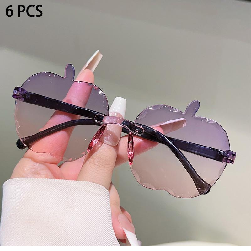 1/6 Pcs Rimless Cute Kids Sunglasses  New Fruit Shaped Decor Shades for Children Ins Trendy Gradient Multi-color Sun Glasses