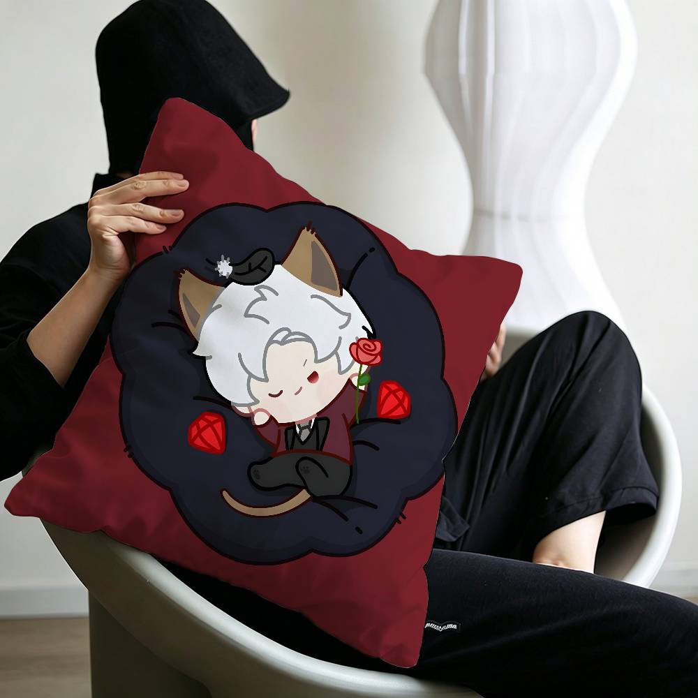 cute Love and Deepspace Sylus chibi art Personalized picture text home decorative pillows Household Gifts 45x45cm
