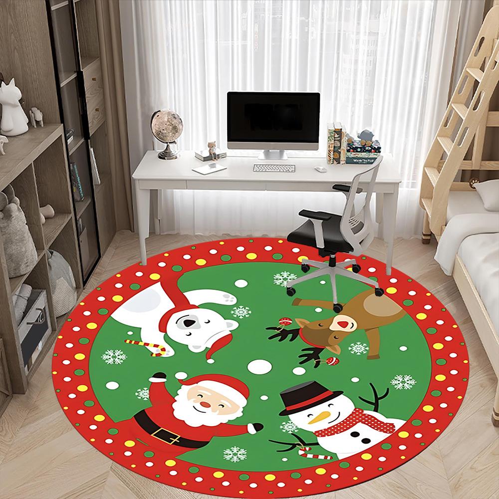 1pc Christmas ornaments Chair Carpet for Office, Soft, Non Slip Polyester Mat, Office, Entryway, Living Room, Bedroom