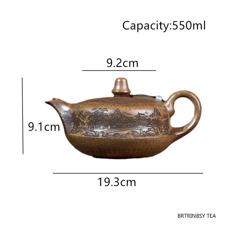 550ml Yixing Handmade Purple Clay Teapot Household Landscape Tea Pot Large Capacity Beauty Kettle Chinese Zisha Tea Set