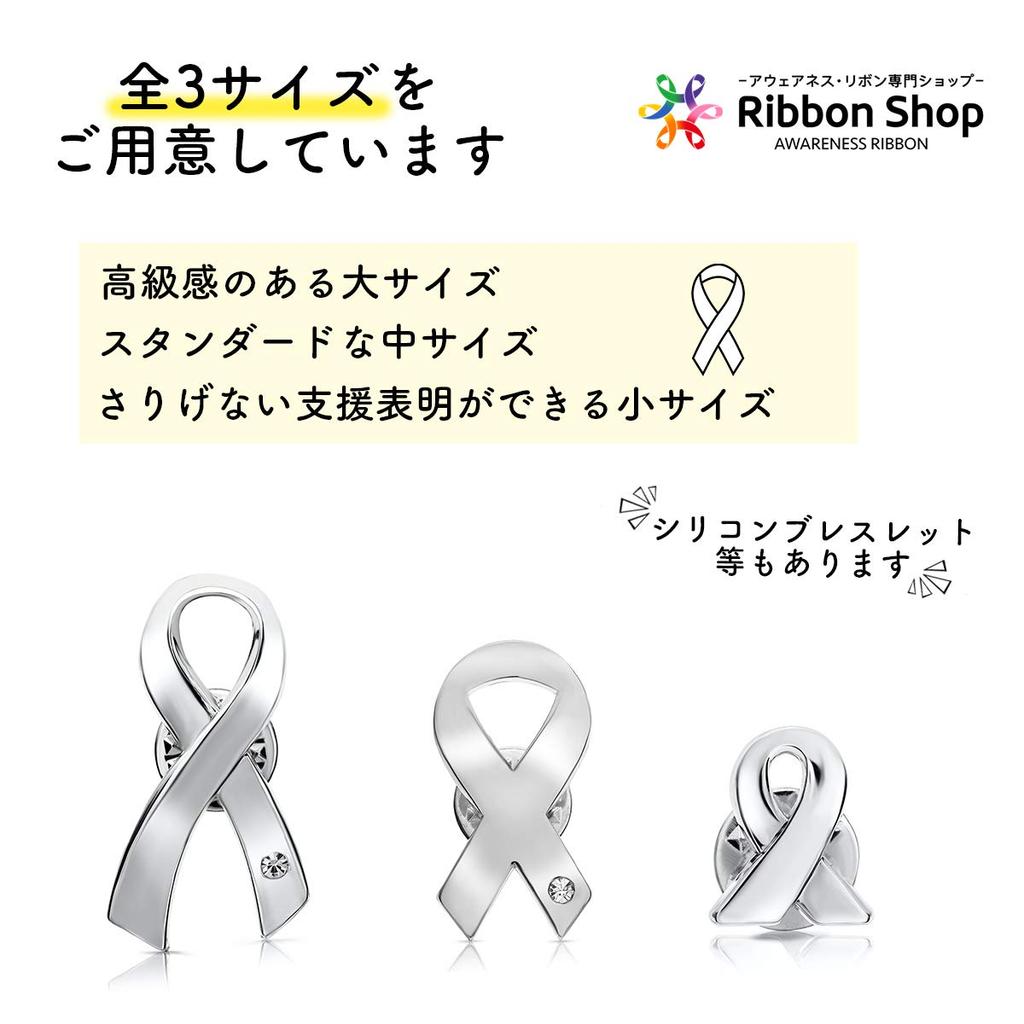 AWARENESS RIBBON Pin Badge SDGs Depression Schizophrenia Silver Ribbon Silver Large