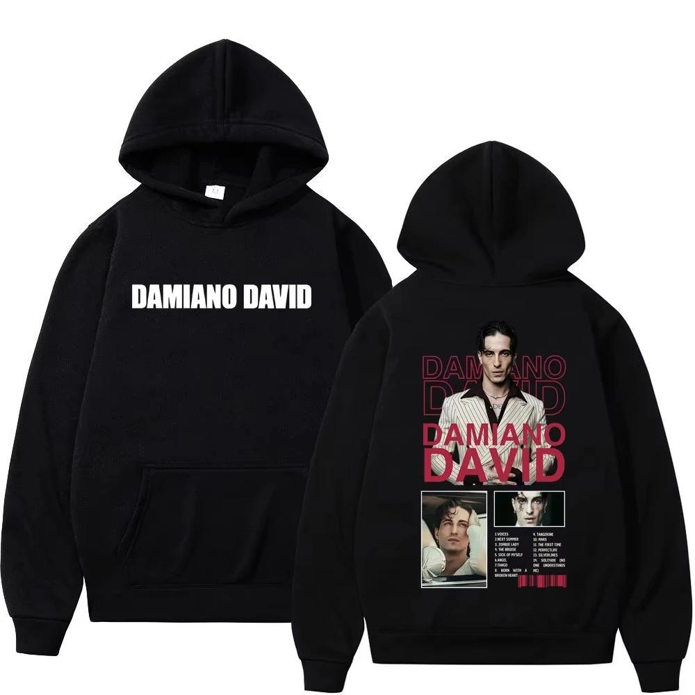 

Men Women Fashion Long Sleeve Sweatshirt Singer DAMIANO DAVID Tour Graphic Hoodies Hip-hop Casual Loose Y2k Clothes S