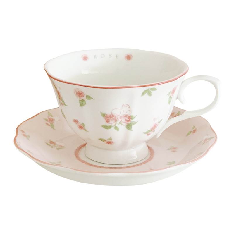 Pink Rabbit Cerc Coffee Cup And Plate Set ternoon Tea Cute Girl Heart Vintage Korean Sle Breakfast Dining Utensils Set