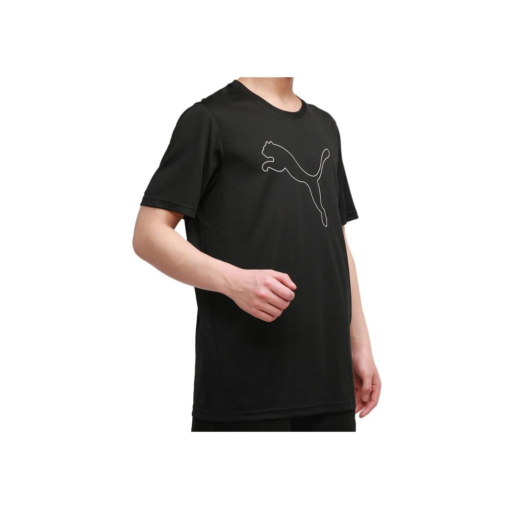 Puma Solid Color Sports Running Training Printed Crew Neck Short Sleeve T-Shirt Men Tops Black 520315-01