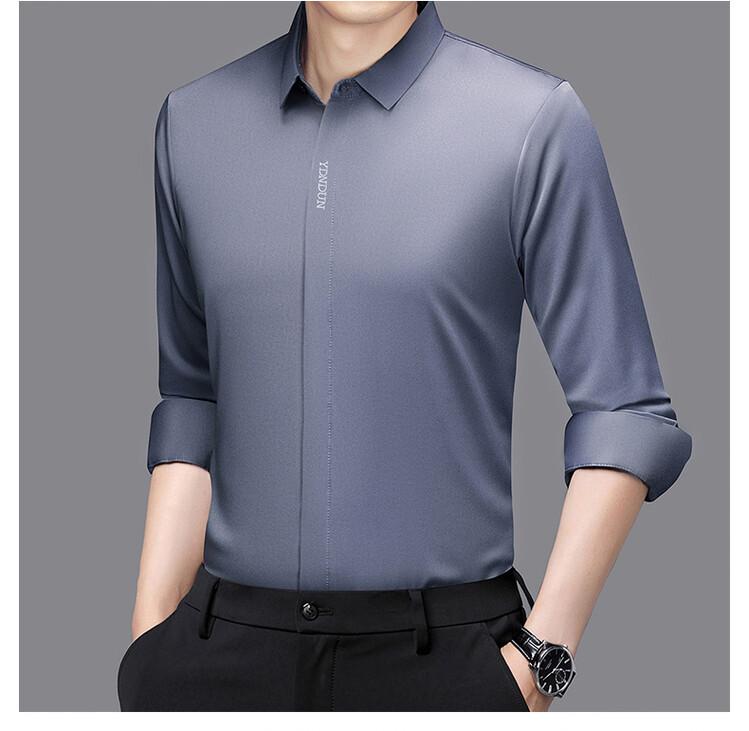 Men's Business Casual Long Sleeved Solid Color Shirt Wrinkle Resistant Wrinkle Free Comfortable All Season Versatile Top