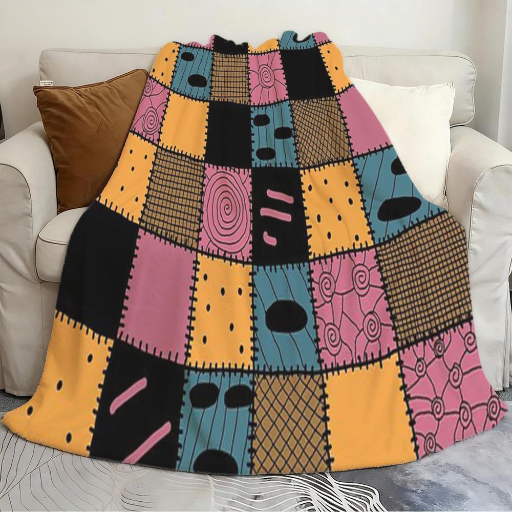 Patch Pattern Cozy Throw Blanket, Living Room Decor Sofa Snuggling for All Ages, Christmas Valentine's Mother's Day Gift