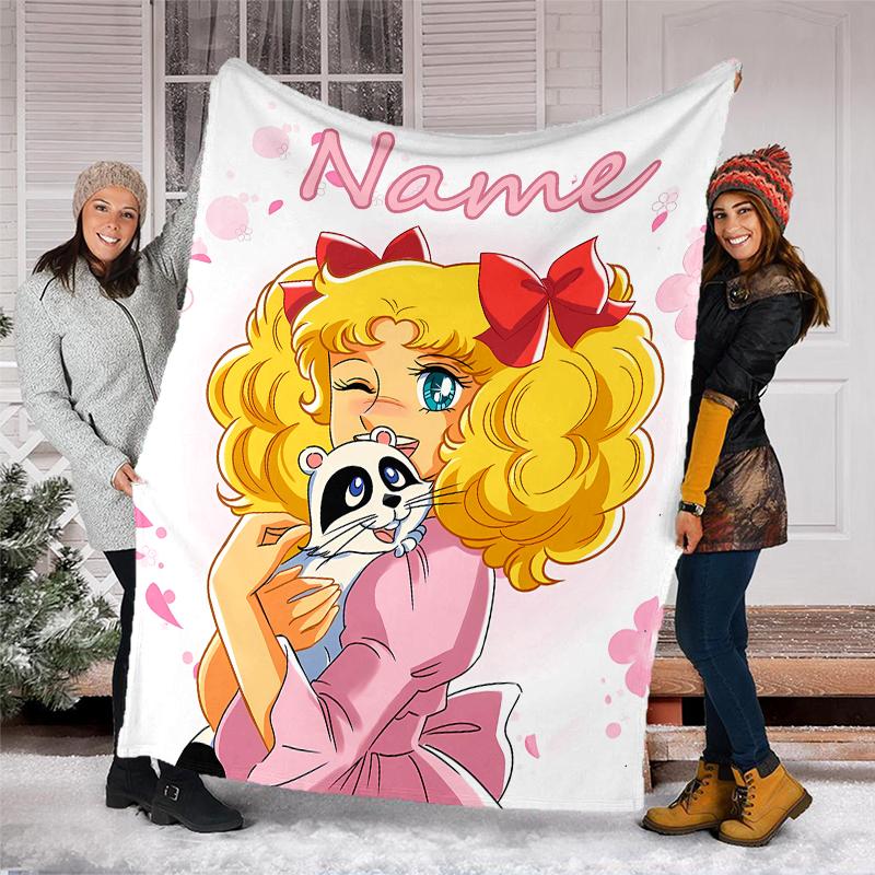 Personalized Custom Name Blanket - Candy Candy Print Design,Blanket for Sofa,Bed,Travel,Camping - Soft and Warm, Great Gift