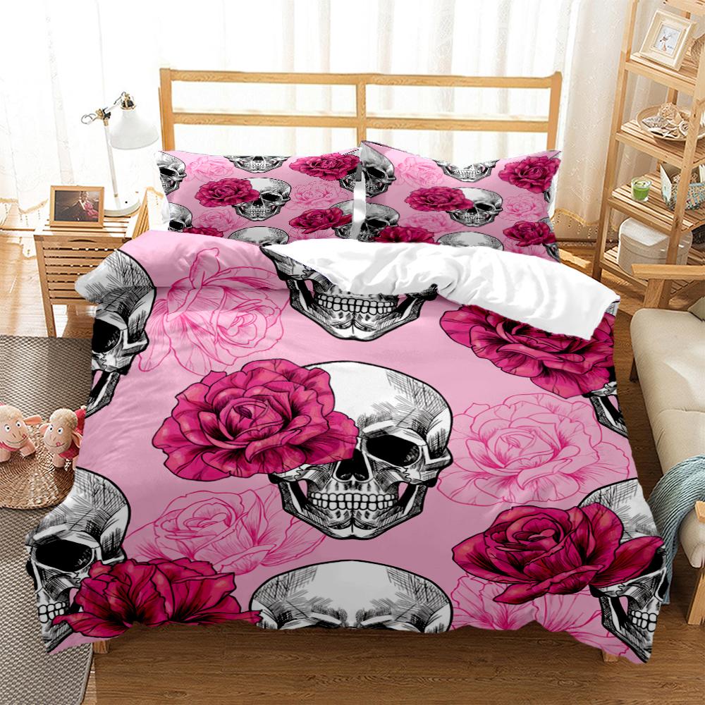 Mysterious Colored Skeleton Digital Print Polyester Bedding Sets Child Kids Covers Boys Bed Linen Set For Teens Quilt cover Set