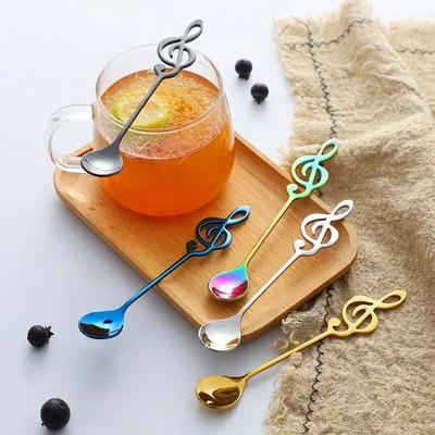 Nota musical Colher de chá de aço inoxidável Colher de chá em formato de clave de sol Caneca Colheres de chá Barra de música Sorvete Colher criativa Utensílios de cozinha