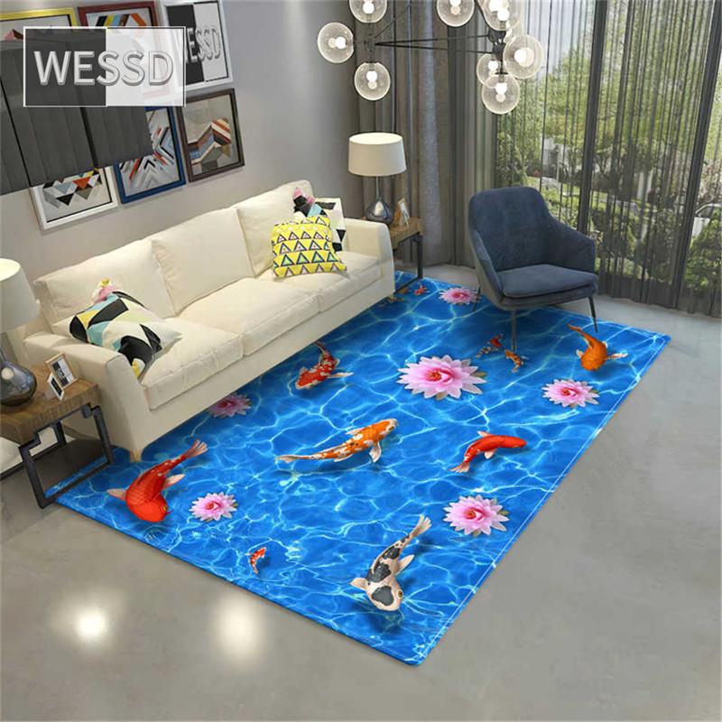 Carp Fish 3D Carpet For Living Room Large Rug House Coffee Table Mat Decorative Soft Bedroom Floor Mat Bathroom Mat Sponge