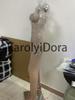 European & American Sheer Hot Drilling Camisole Evening Gown - Sexy Slimming Long Dress.