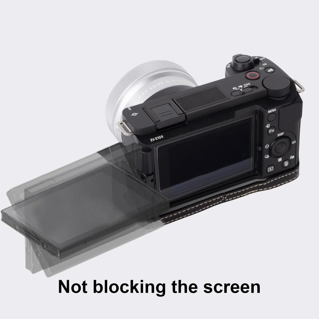 Rieibi Camera PU Leather Half Case for Sony II Protective Case for Sony II Cover for Sony ZVE10 Bottom Opening Version and Hand Grip Design Case,