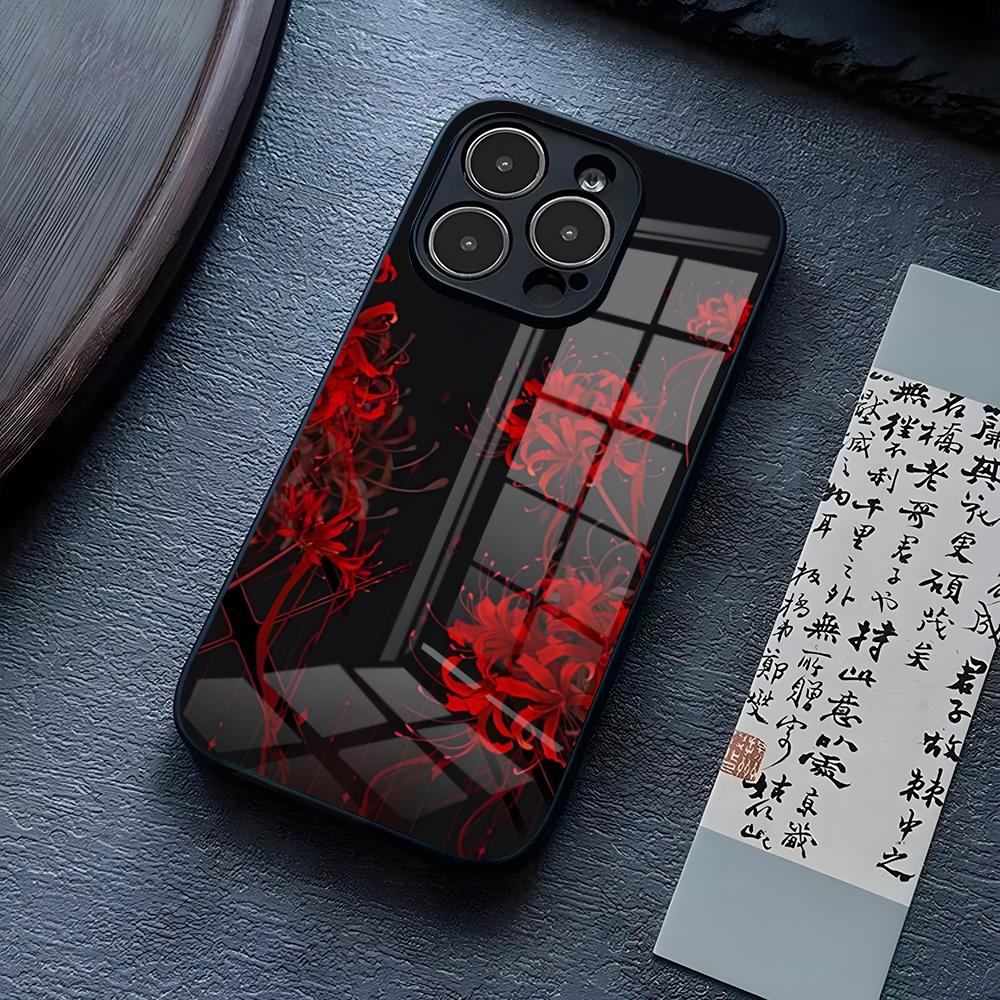 Red Spider Lily Flower Of Hell Phone Case For IPhone 16 Pro Max 17 14 15 Plus 13 Mini 11 12 X XR XS 8 7 Plus SE Glass Cover