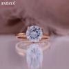 PATAYA Rose Gold Color Inlaid White 9mm Artificial Zircon Women's Ring