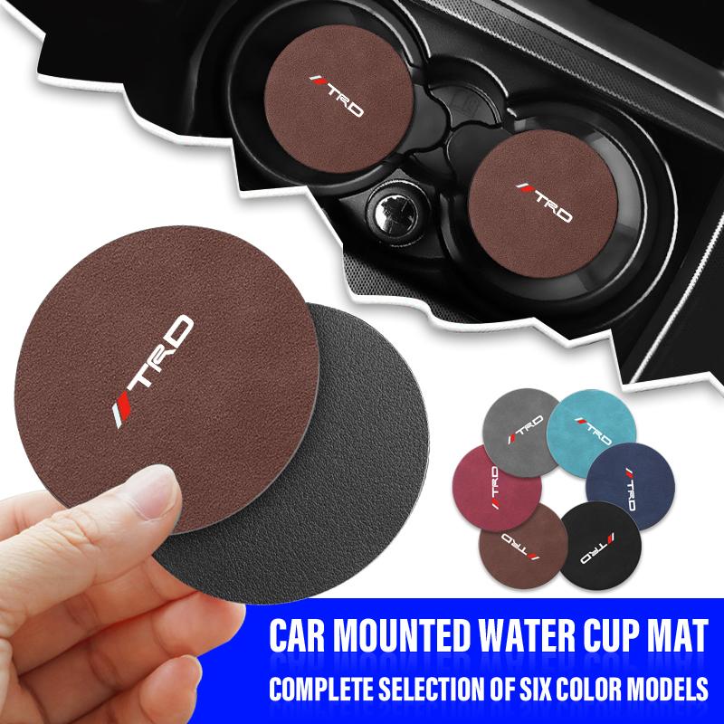 1pcs Suede Car Coaster Mat Water Cup Slots Non-Slip Pad for Toyota Corolla TRD GR Yaris Chr Auris RAV4 Land Cruiser Camry Highlander