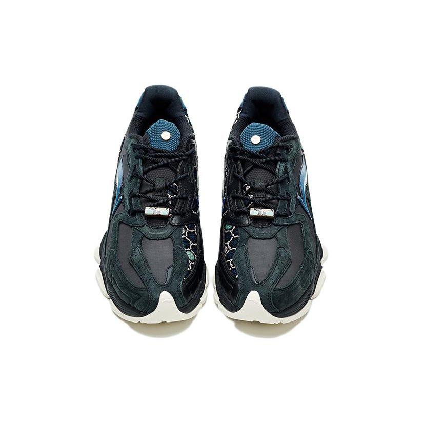 Li-Ning 1990 Retro Jogging Fabric Leather Shock Absorption Non-Slip Wear-Resistant Lightweight Low-Top Running Shoes Men Sneakers ALFR175-2