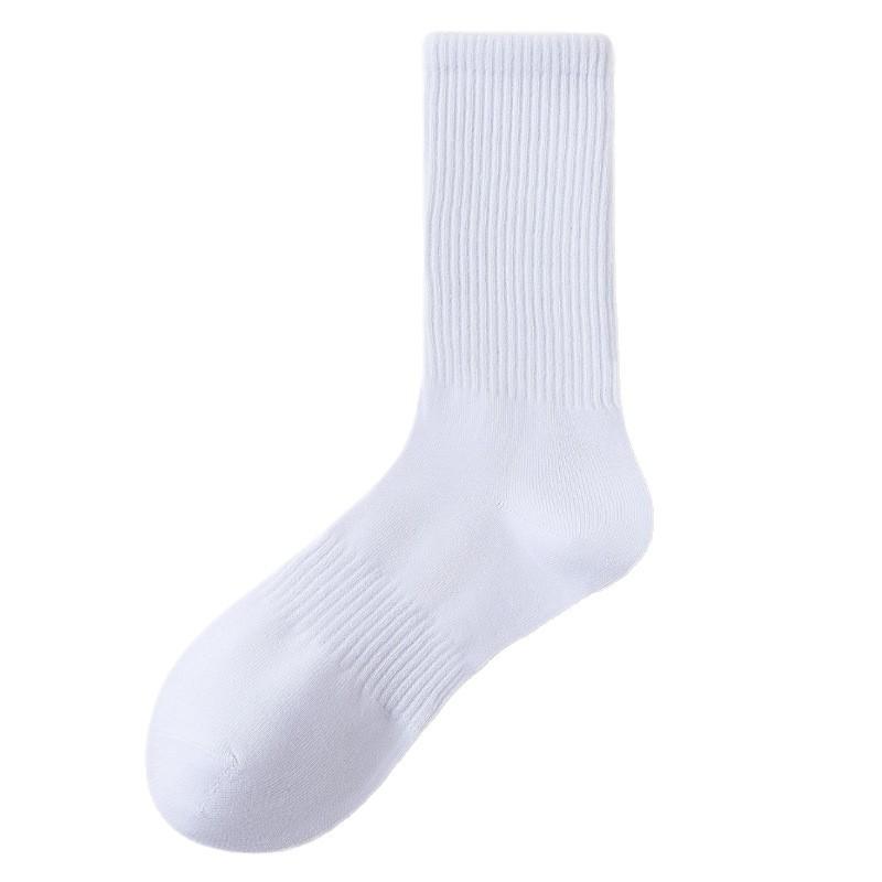 White Socks, Men's Anti-odor Mid-calf Socks, Cotton Socks, Sports Sweat-absorbing Short Calf Breathable, Autumn and Winter Long-calf Socks