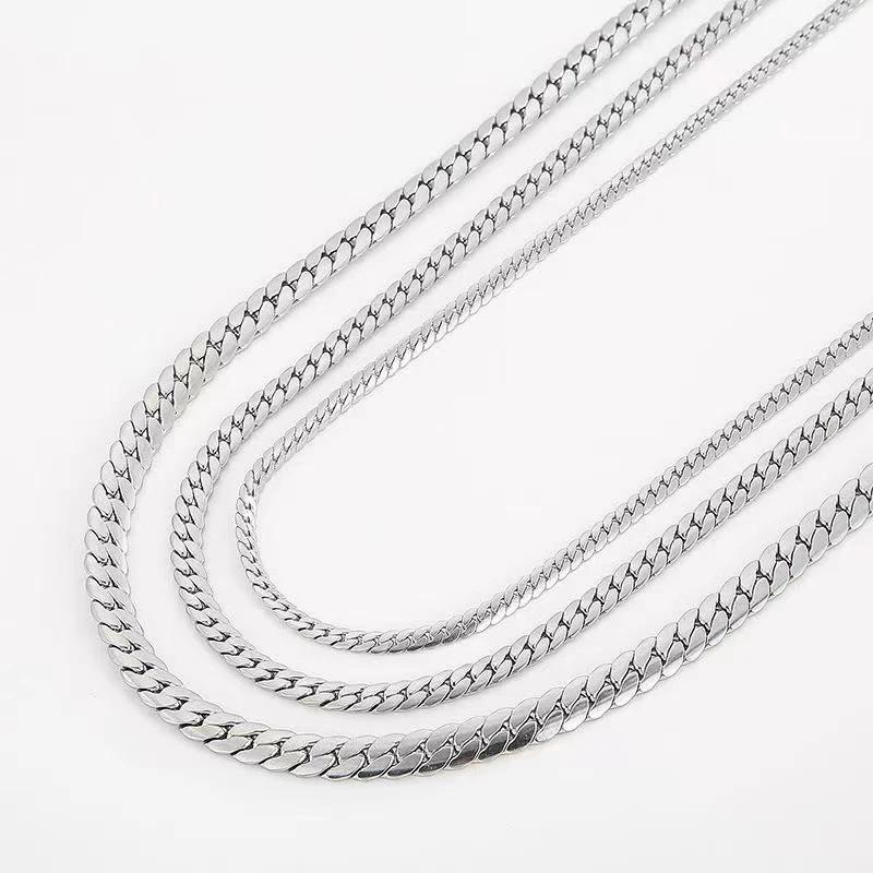 1 pièce 6 mm Hommes Argent Sterling 925 Chaîne Cubaine Bracelet Collier Mode Hip Hop Chaîne Collier Bijoux Masculins cadeau