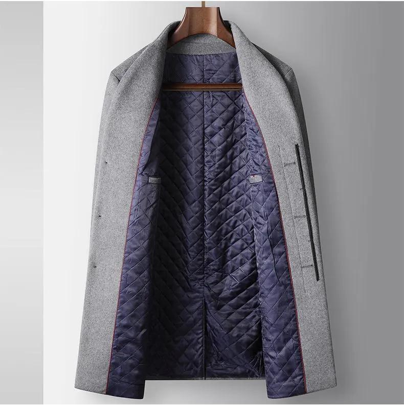 Winter Men Stand Collar Business Trench Coats Casual Long Jackets Male Cashmere Overcoats Man Woolen Blends Coats