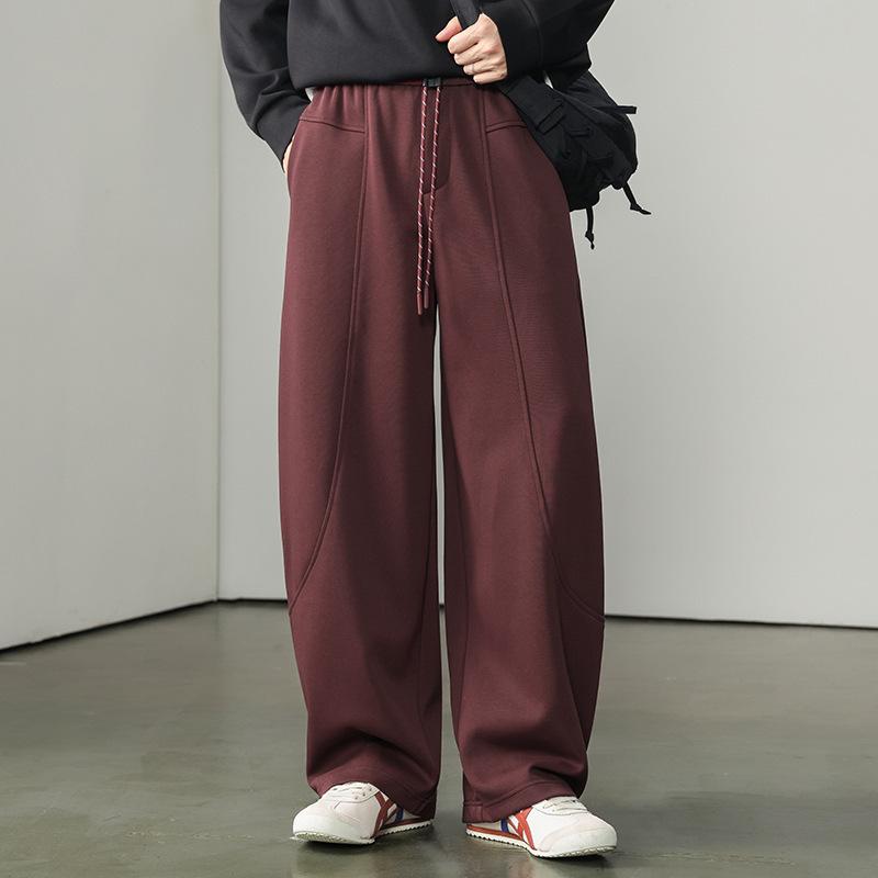 Autumn and Winter New Scimitar Knitted Casual Pants Autumn and Winter New Men's Loose Large Size Straight Vertical Sports Trendy Sweatpants