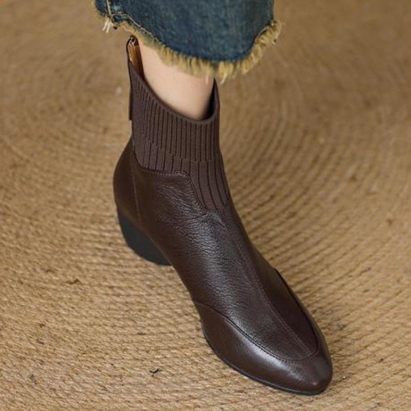 Winter new soft pointed wedge Martin boots comfortable rear zipper non-slip versatile velvet short boots