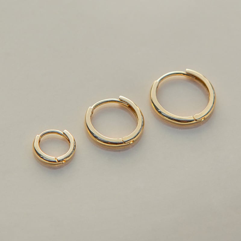 LUNNE 14k Einfache Runde One-Touch Ringohrringe (14 Karat Gold) A01