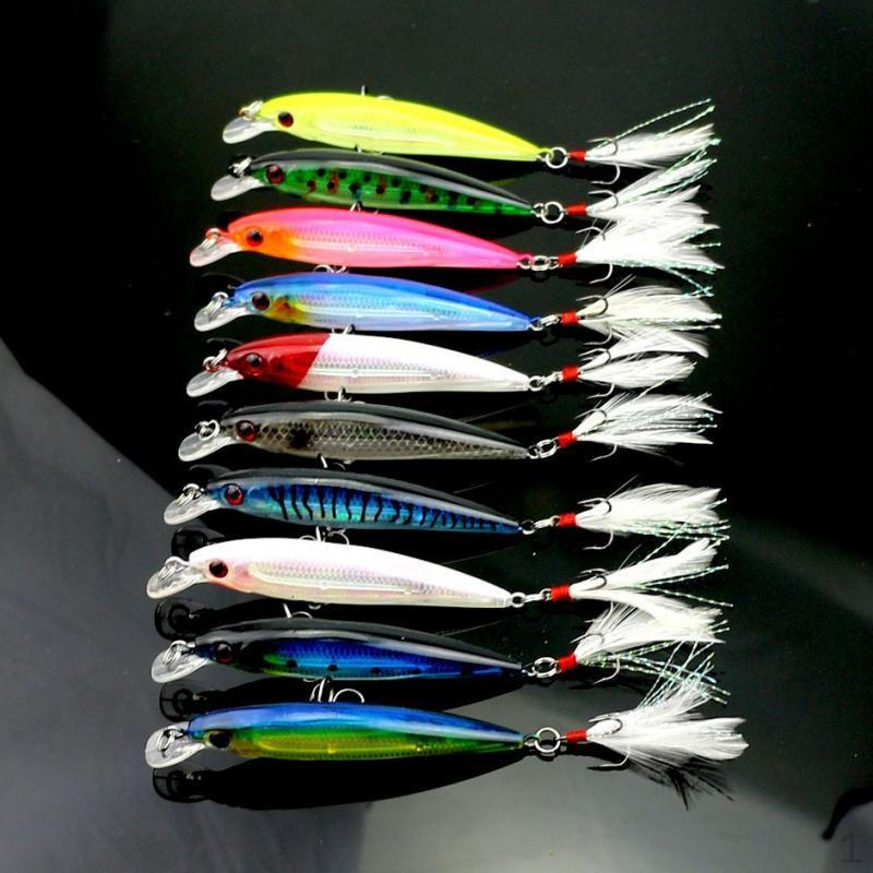 

10Pcs Fishing Lures Crankbaits with Hooks Unique Realistic Swimbaits for Bass Redfish Crappie Minnow