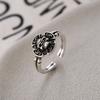 Unique Vintage Geometric Skull Zircon Ring For Women Adjustable Punk Fashion Accessory