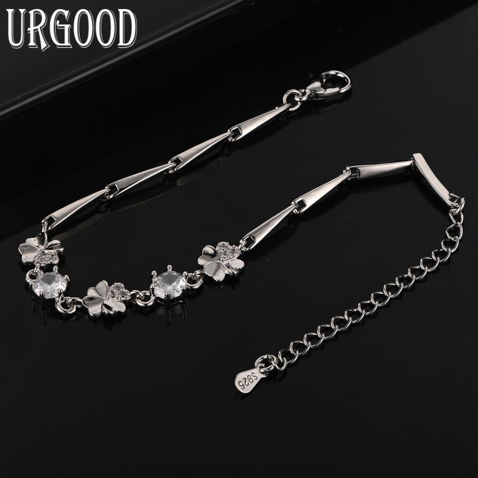 925 Sterling Silver Bamboo Chain Bracelet Women Gift Wedding Fashion Jewelry