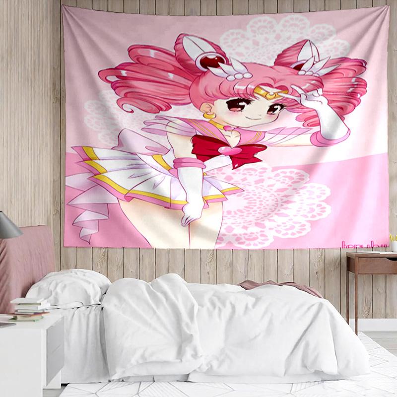 1PC Pink Heart Puella Magi Tapestry Accessories Playroom Tapestry, for Bedroom,Livingroom, dormitory Room Wall Decor Fan Birthday Gifts