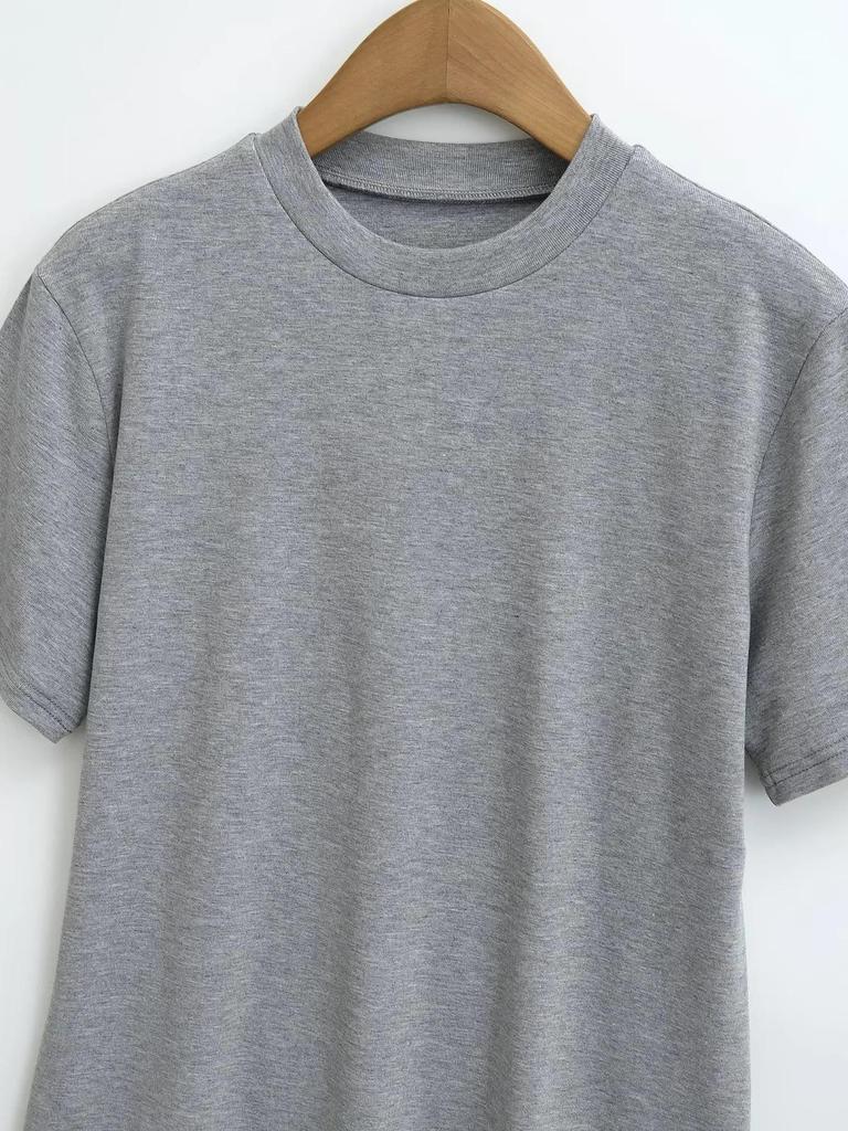 Women's Basic Round Neck Loose Short Sleeve T-shirt, Elegant Versatile Casual Pullover Top