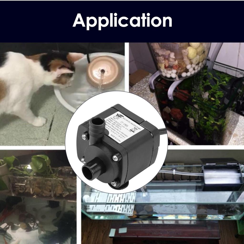 Walfront JT-180A-12 Small DC 12V Brushless Submersible Water Pump, 350L H, for Aquariums, Fish Tanks, and Water Cooling, Brushless Motor