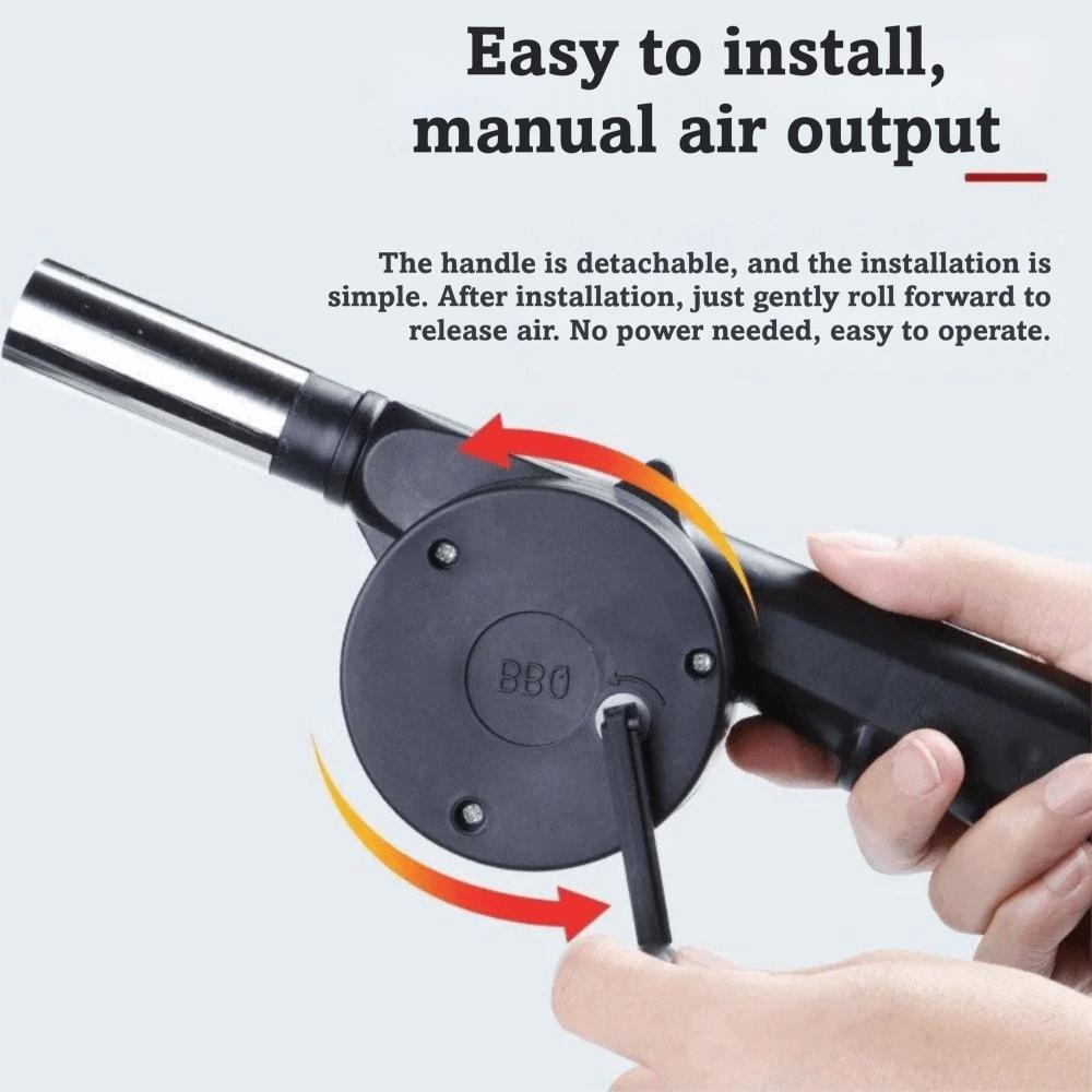 Portable Hand-cranked Air Blower Black Durable Barbecue Fan Easy To Assemble Plastic BBQ Grill Fire Bellows Tools Outdoor