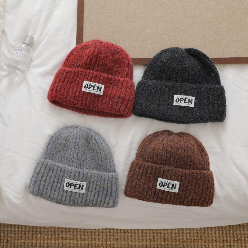 Simple Letter Versatile Knitted Wool Hat for Women Autumn and Winter New Fashion Knitted Hat Cold Hat
