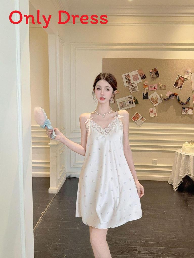 Ice Silk Sleeveless Short Dress For Women With Breathable Comfort For Home Use