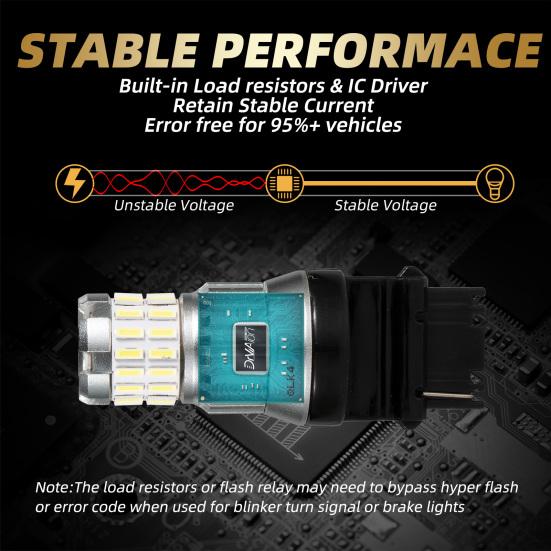 1Pair T25 3157 P27/7W LED Reversing Lights 36SMD Plug And Play Waterproof Auto Brake Lights for Car Replacement