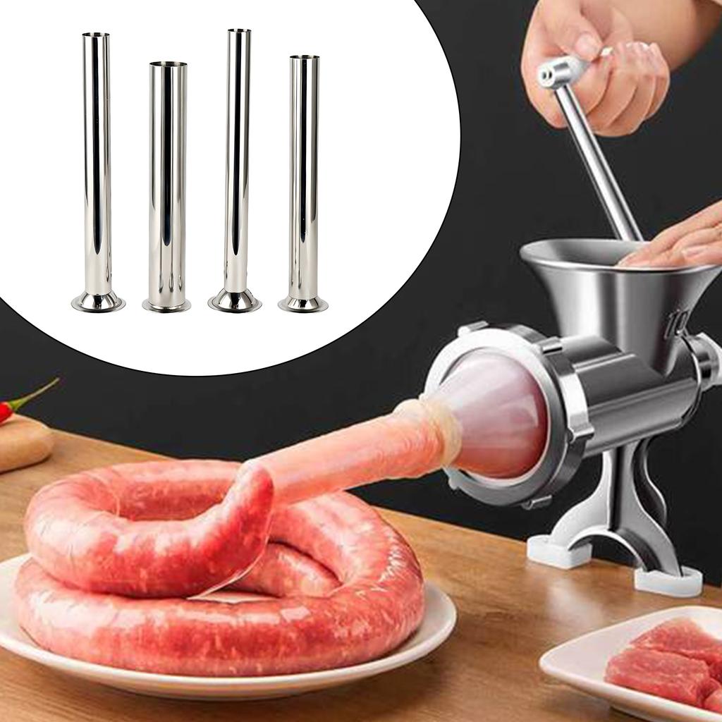 Stainless Steel Sausage Maker Accessories Easy Cleaning Grinder Stuffer Filling Tubes with Funnel Sausage Making Tool